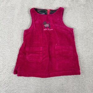 Vintage Ralph Lauren Corduroy Dress Baby Girls 3-6 Months Pink Scottie Dog